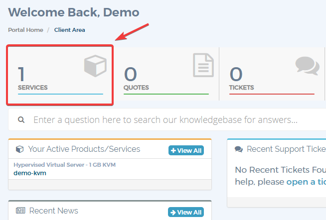 KVM Reinstall - Step 1- Select Services