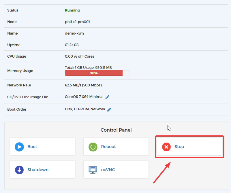 KVM Reinstall - Step 3 - Stop the Service