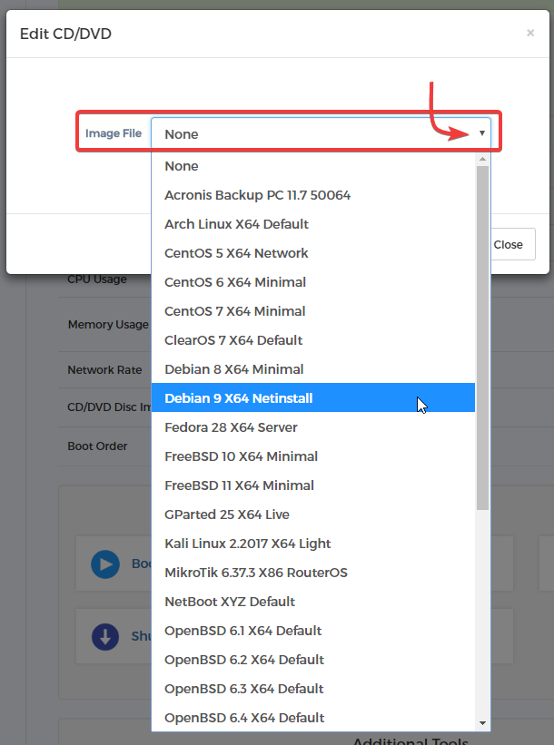 KVM Reinstall - Step 5 - Select ISO