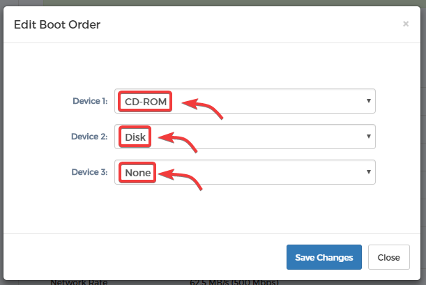 KVM Reinstall - Step 7 - Select Boot Order